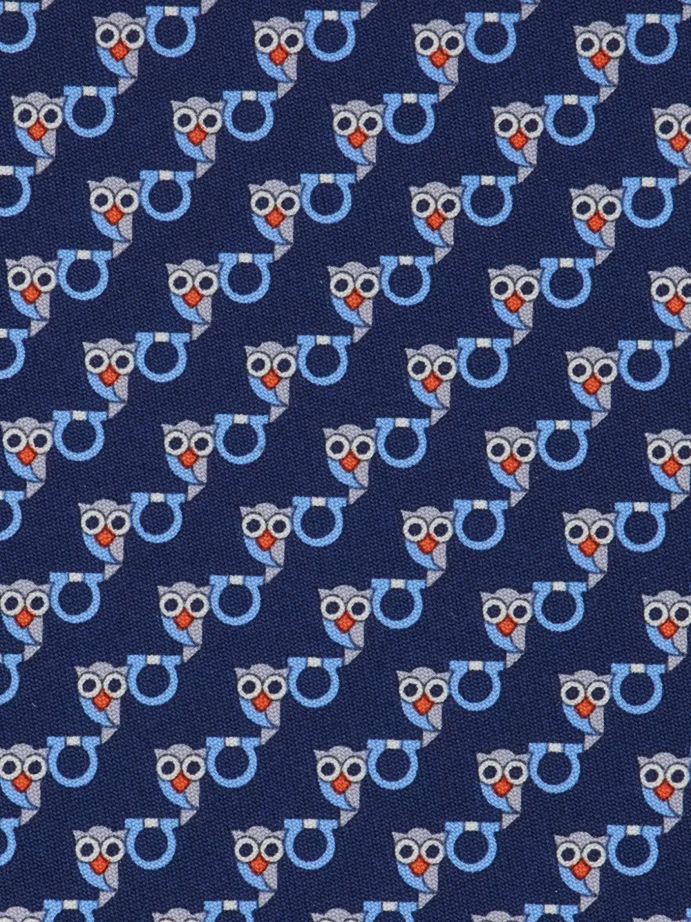 Ferragamo Stropdas met Gancini-uilprint Blauw