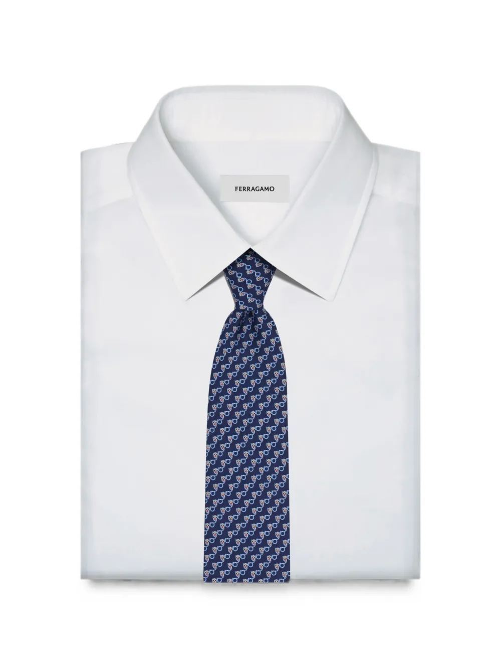 Ferragamo Stropdas met Gancini-uilprint Blauw