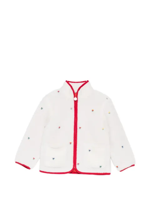 Stella McCartney Kids floral-embroidered fleece jacket