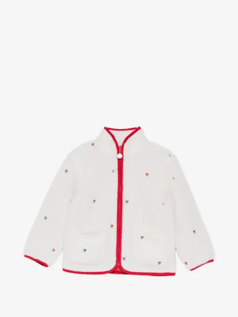 Stella McCartney Kids floral-embroidered fleece jacket