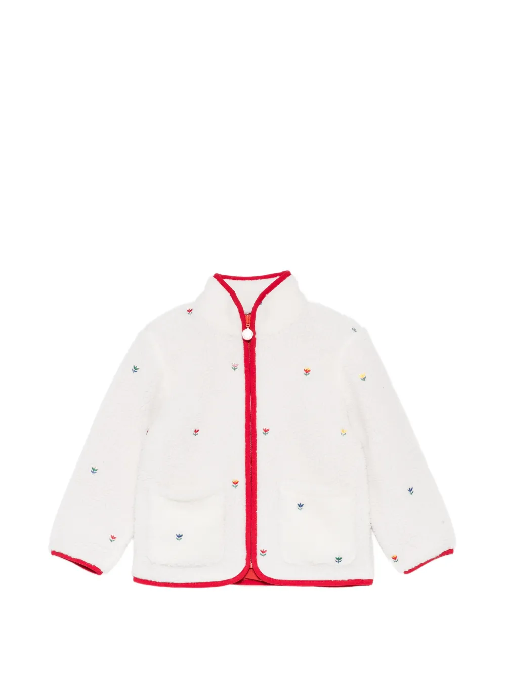 Stella McCartney Kids floral-embroidered fleece jacket - Toni neutri