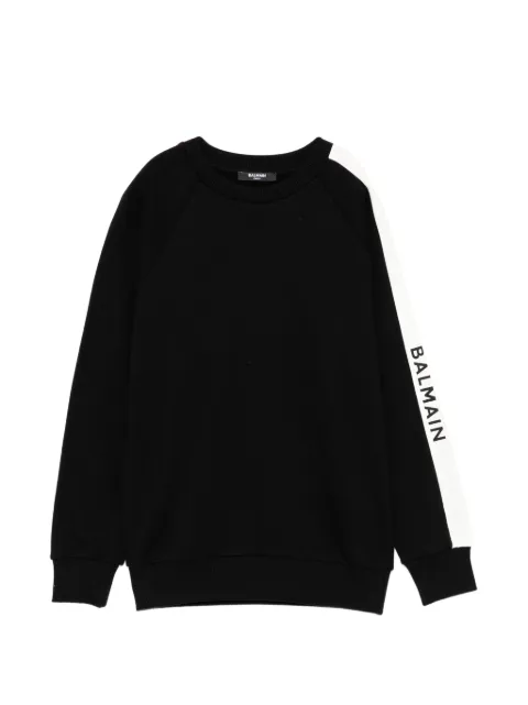 Balmain Kids 로고 프린트 래글런 소매 스웨터
