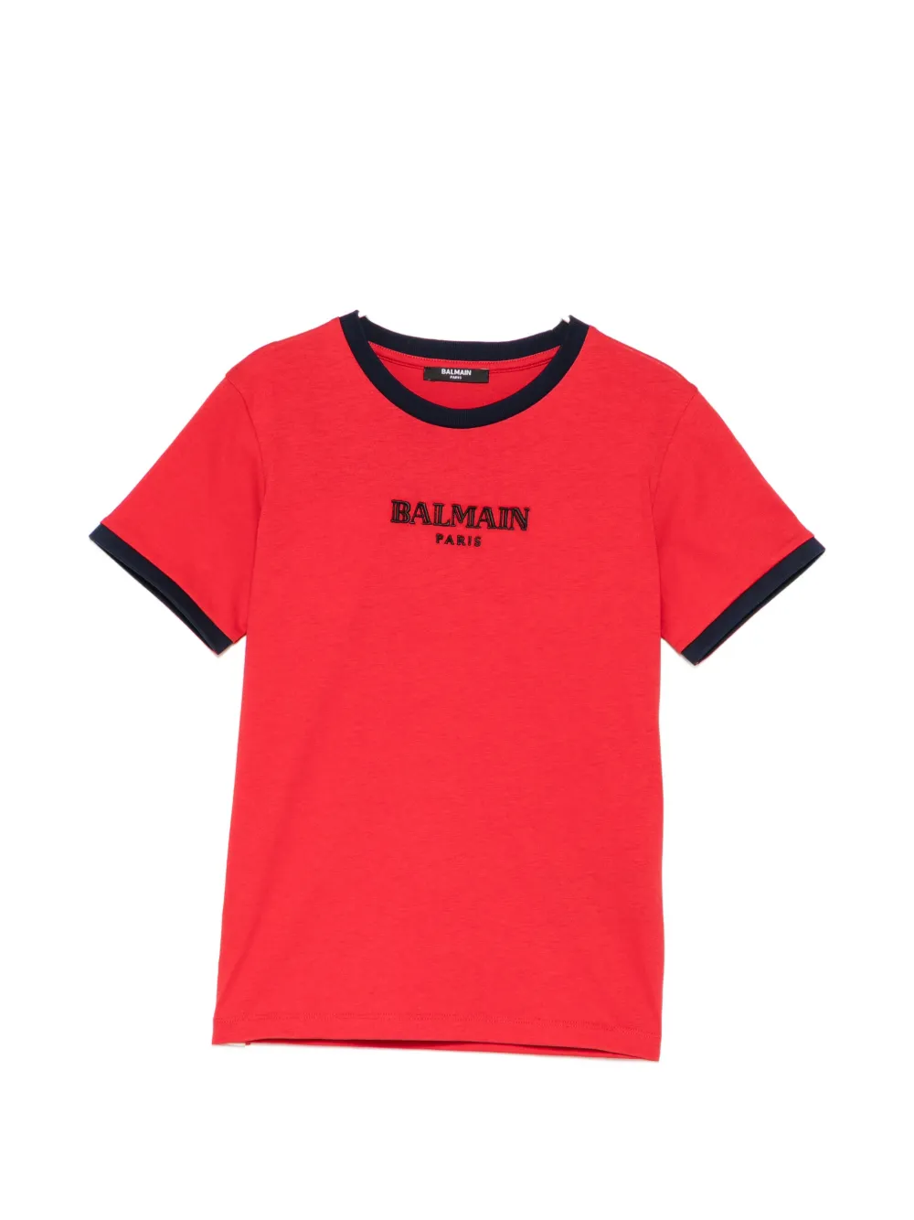 Balmain Kids logo-embroidered ringer T-shirt - Rot