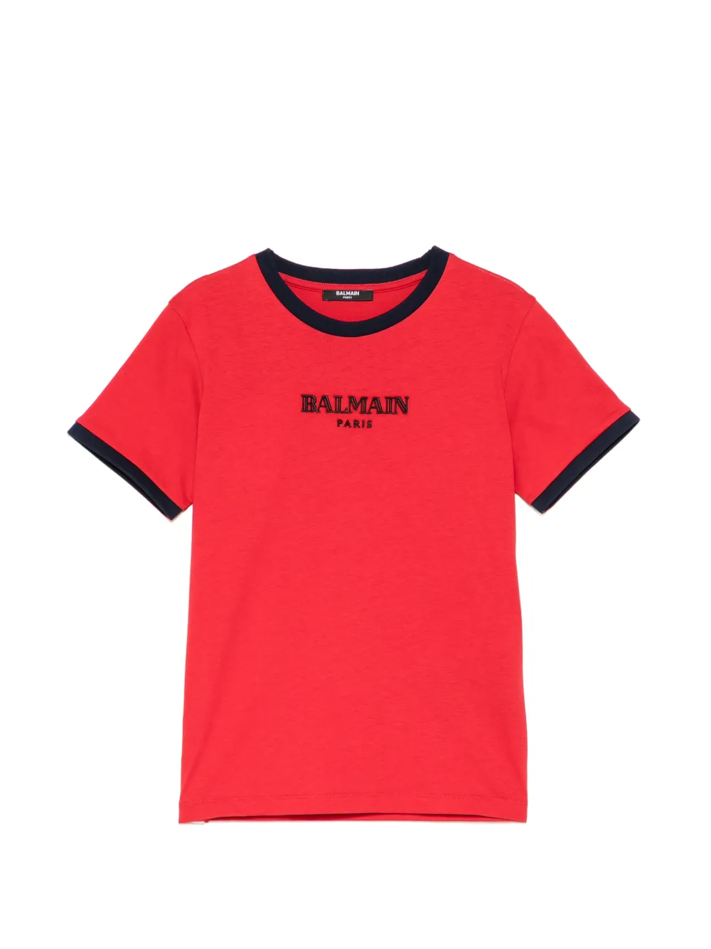 Balmain Kids logo-embroidered ringer T-shirt - Rosso