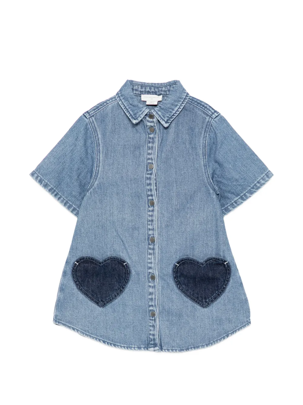 Stella McCartney Kids patch-appliqué denim shirt dress - Blau