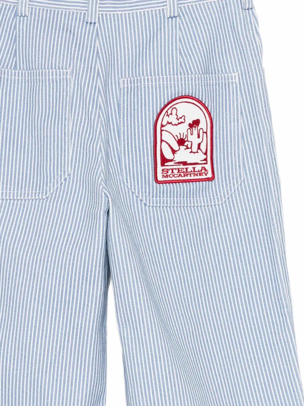 Stella McCartney Kids Gestreepte cargo broek Blauw