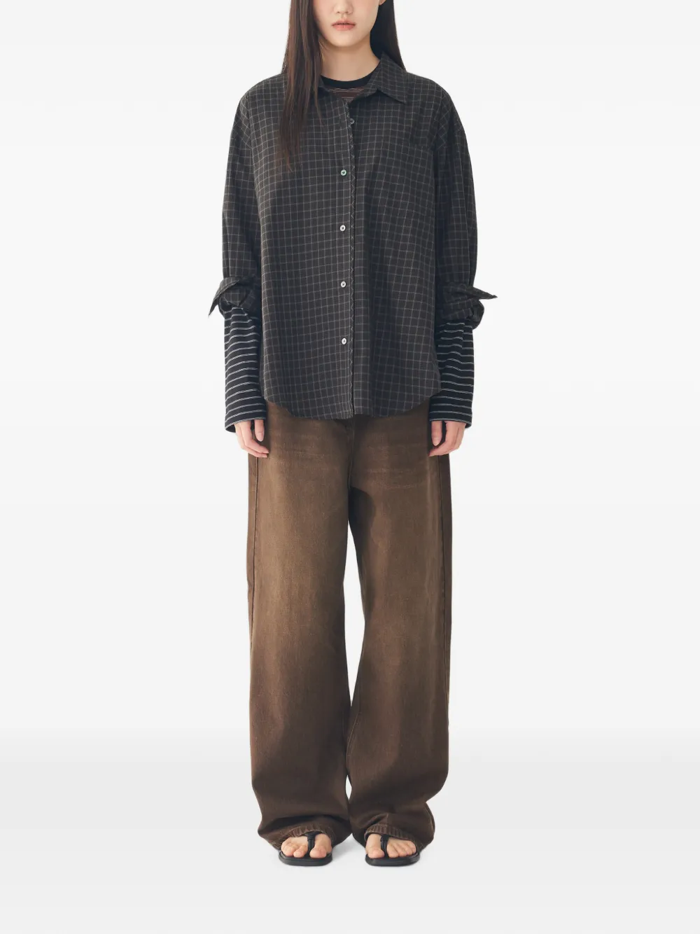 TOMBOY Jeans met wijde pijpen Bruin