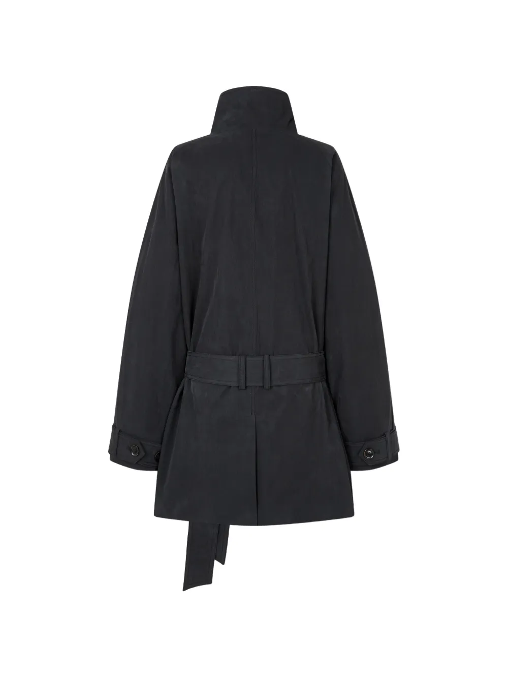 TOMBOY belted high-neck single-breasted coat Zwart
