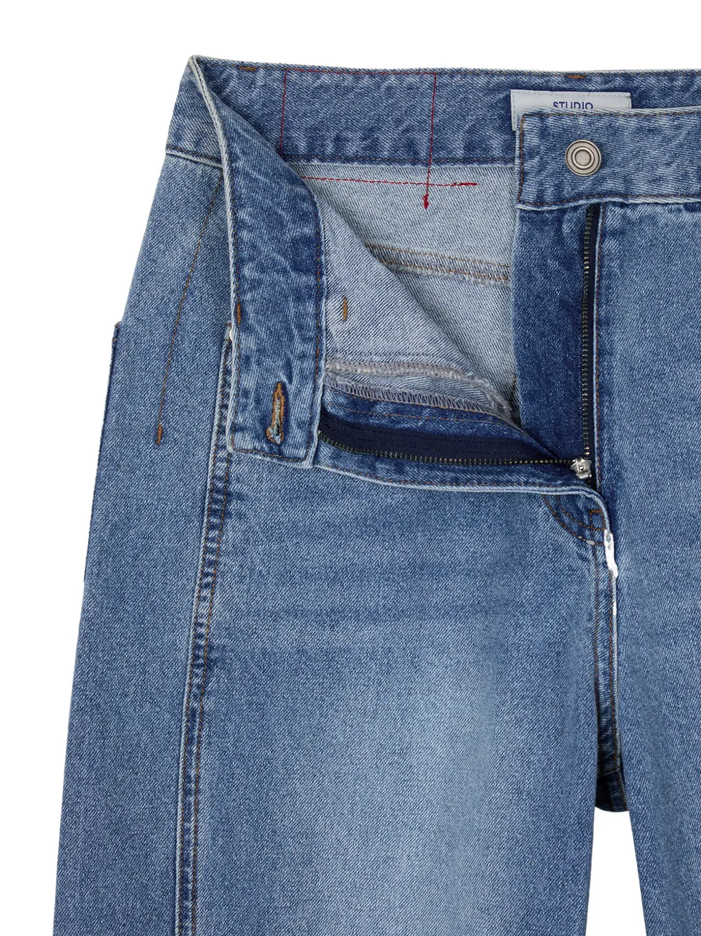 TOMBOY Jeans met toelopende pijpen en franje afwerking Blauw