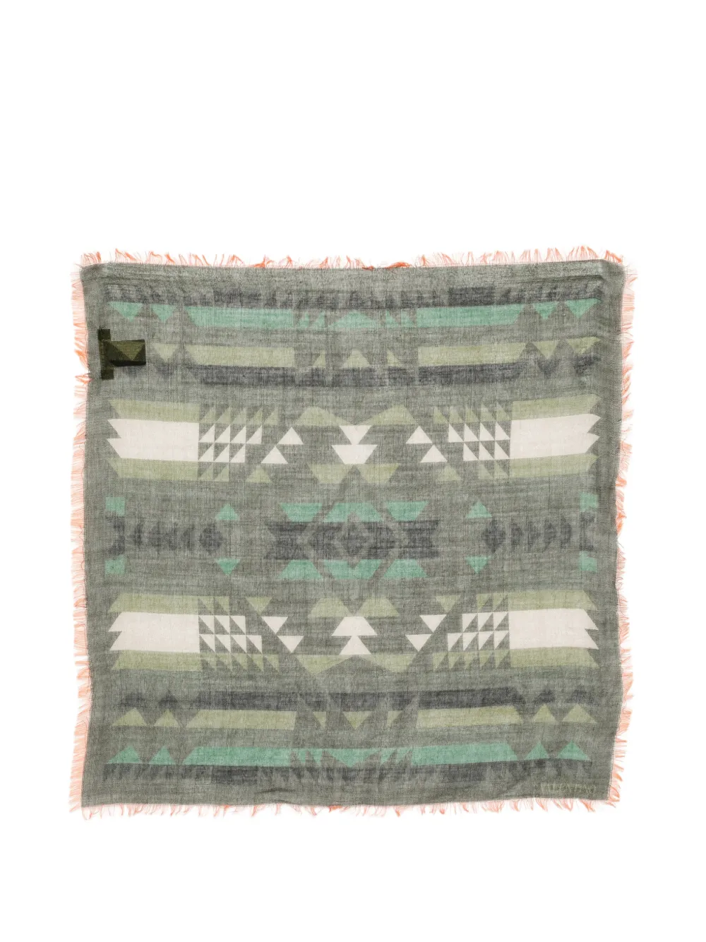 Valentino Garavani geometric-print frayed scarf - Grün