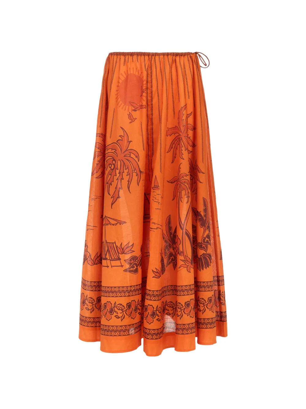 ALEMAIS graphic-print drawstring midi skirt
