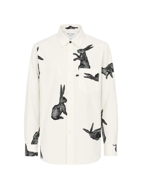 Paul Smith white Rabbit-print shirt