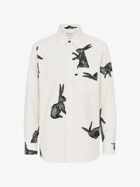 Paul Smith white Rabbit-print shirt