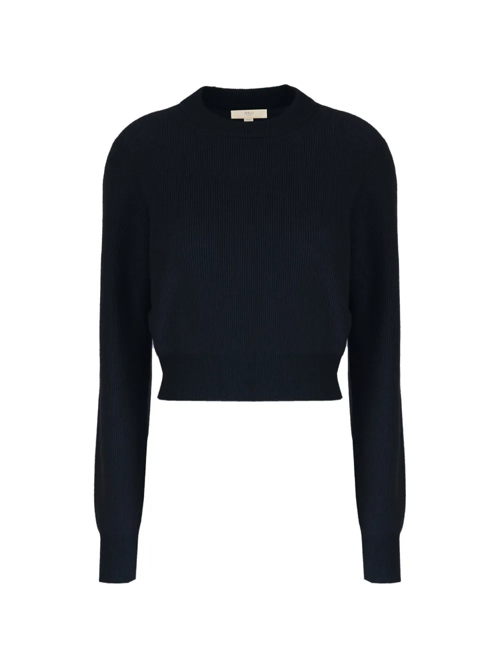 Malo Ribbed Cropped Sweater In Black