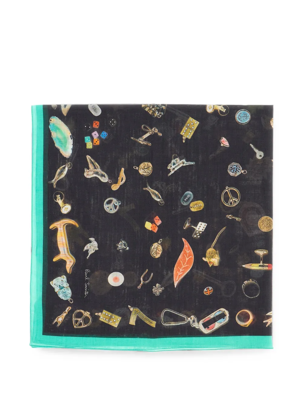 Paul Smith charm-print cotton scarf - Nero