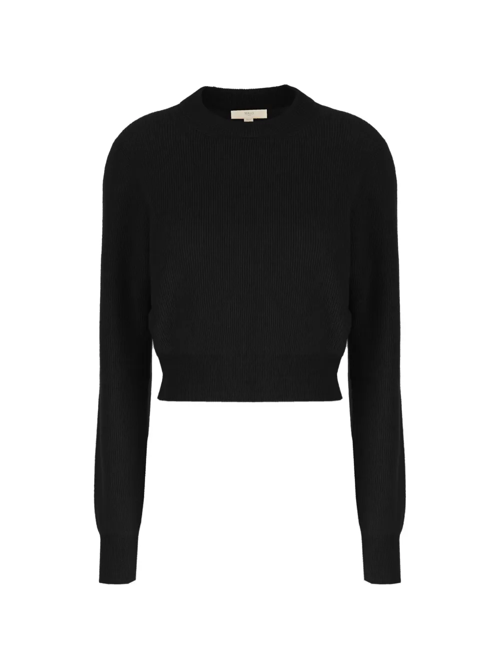 Malo Ribbed-knit Cropped Sweater In Black