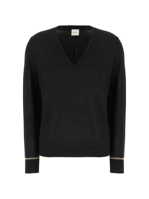 Paul Smith V-neck Striped-trim Sweater in Black