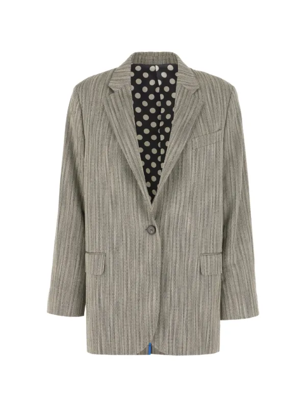 Paul Smith Longline Herringbone Oversized Blazer in Grey