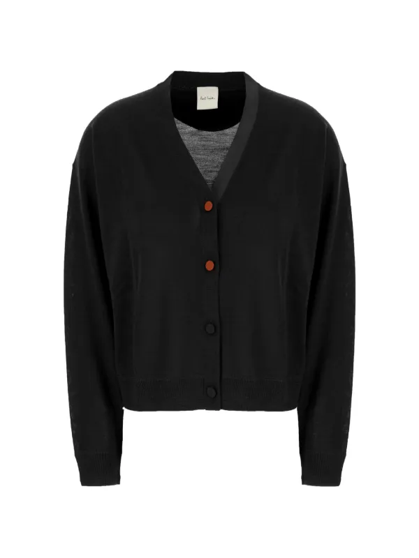 Paul Smith Contrast-button V-neck Cardigan in Black