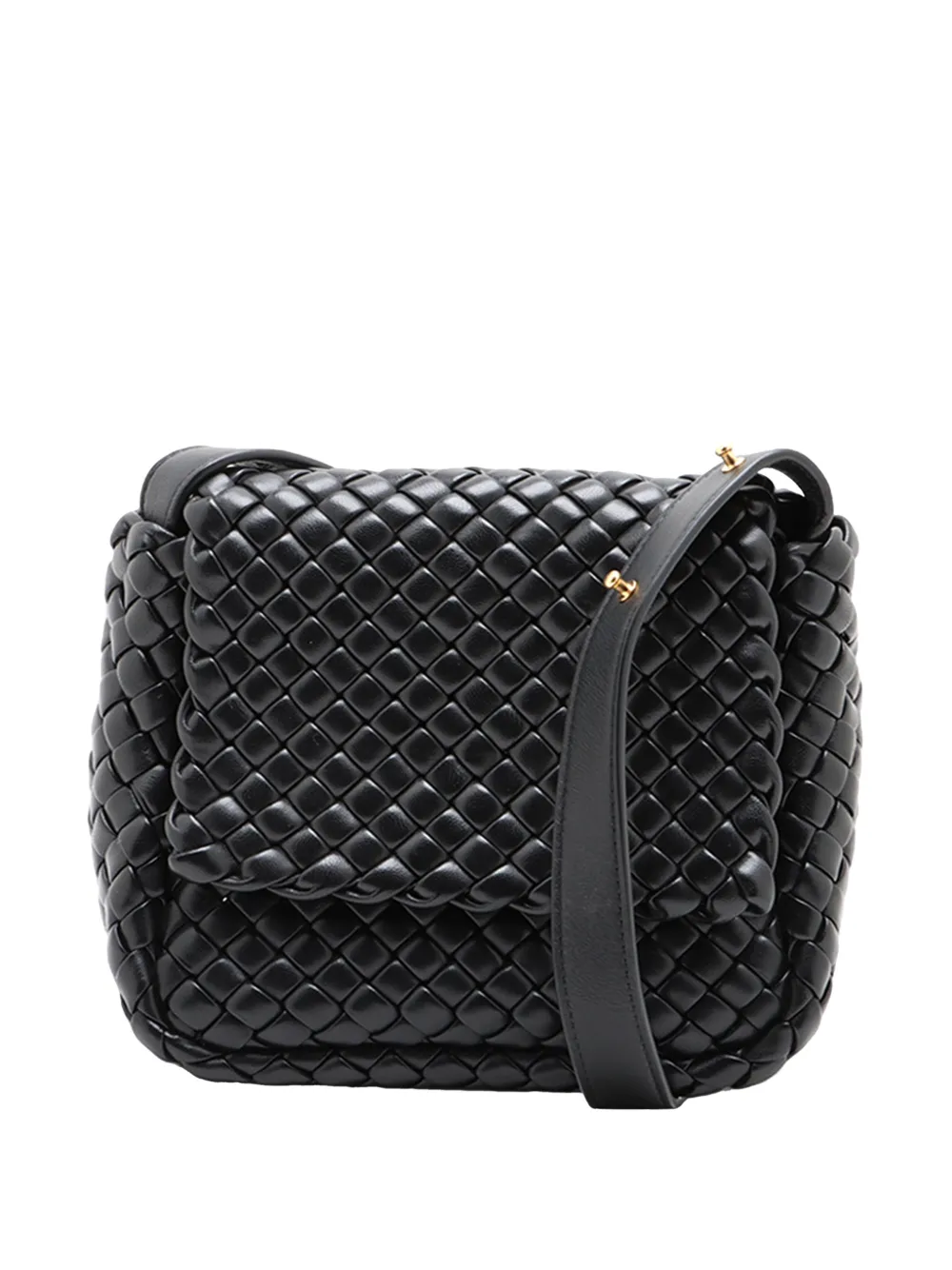 Bottega Veneta Pre-Owned 2012-2026 Small Nappa Intrecciato Cobble Flap crossbody bag - Black