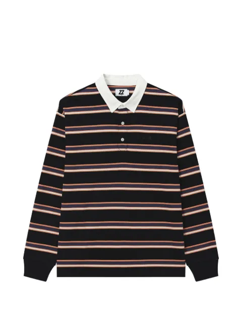izzue striped long-sleeve polo shirt