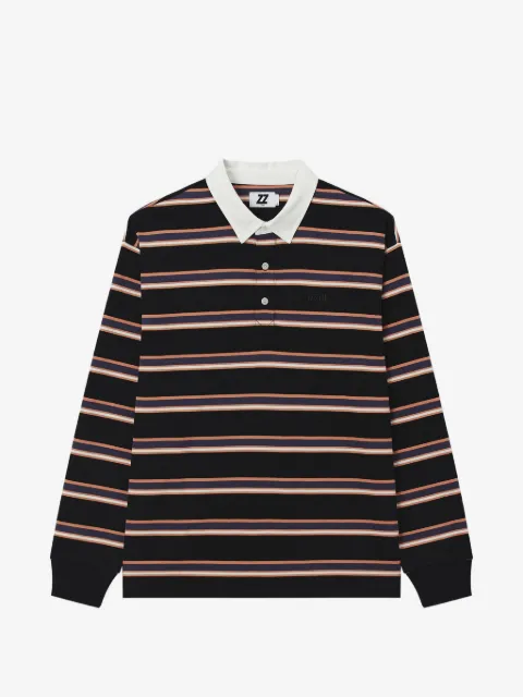 izzue striped long-sleeve polo shirt