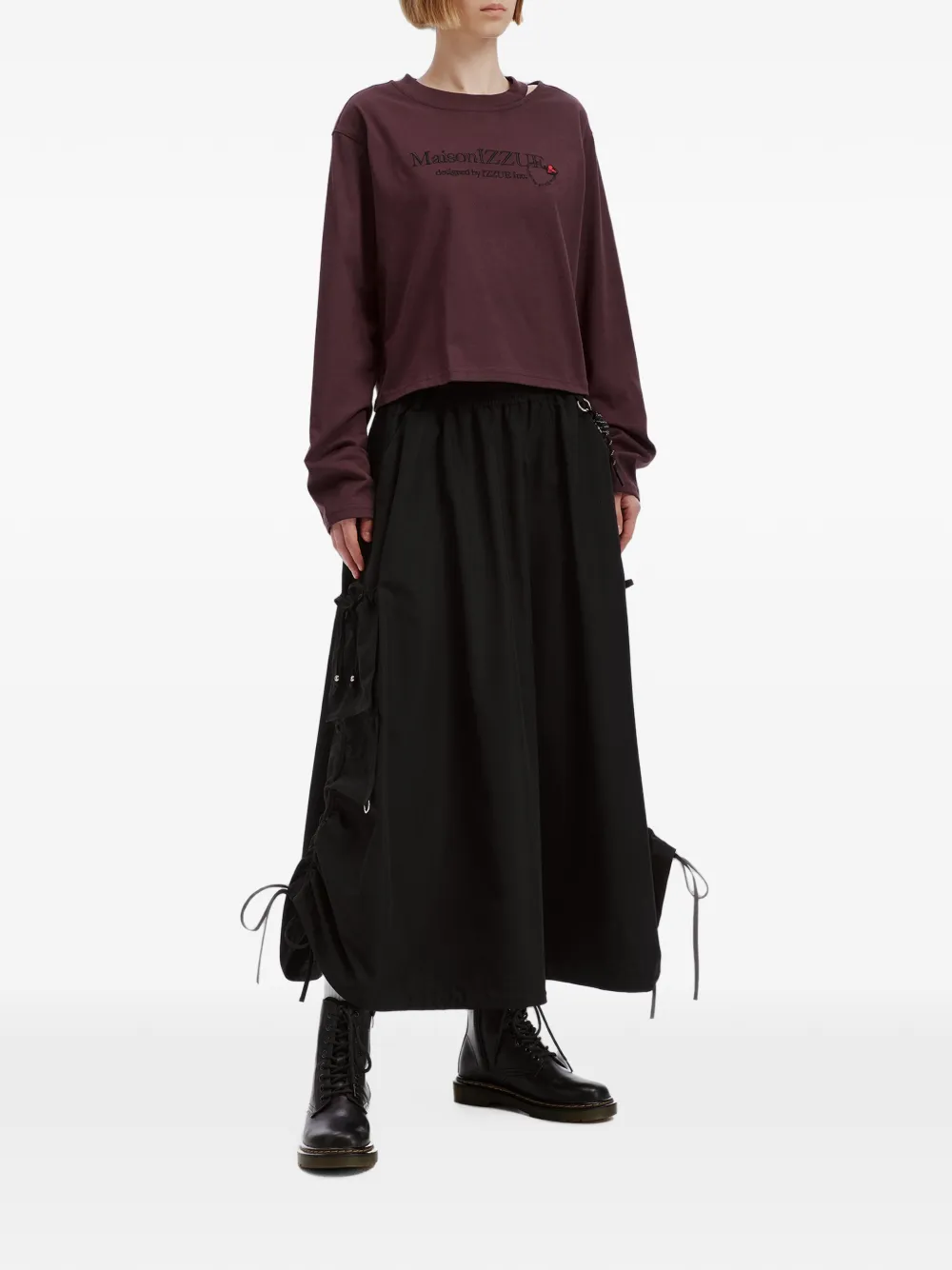 izzue Cargo maxi-rok met ruches Zwart