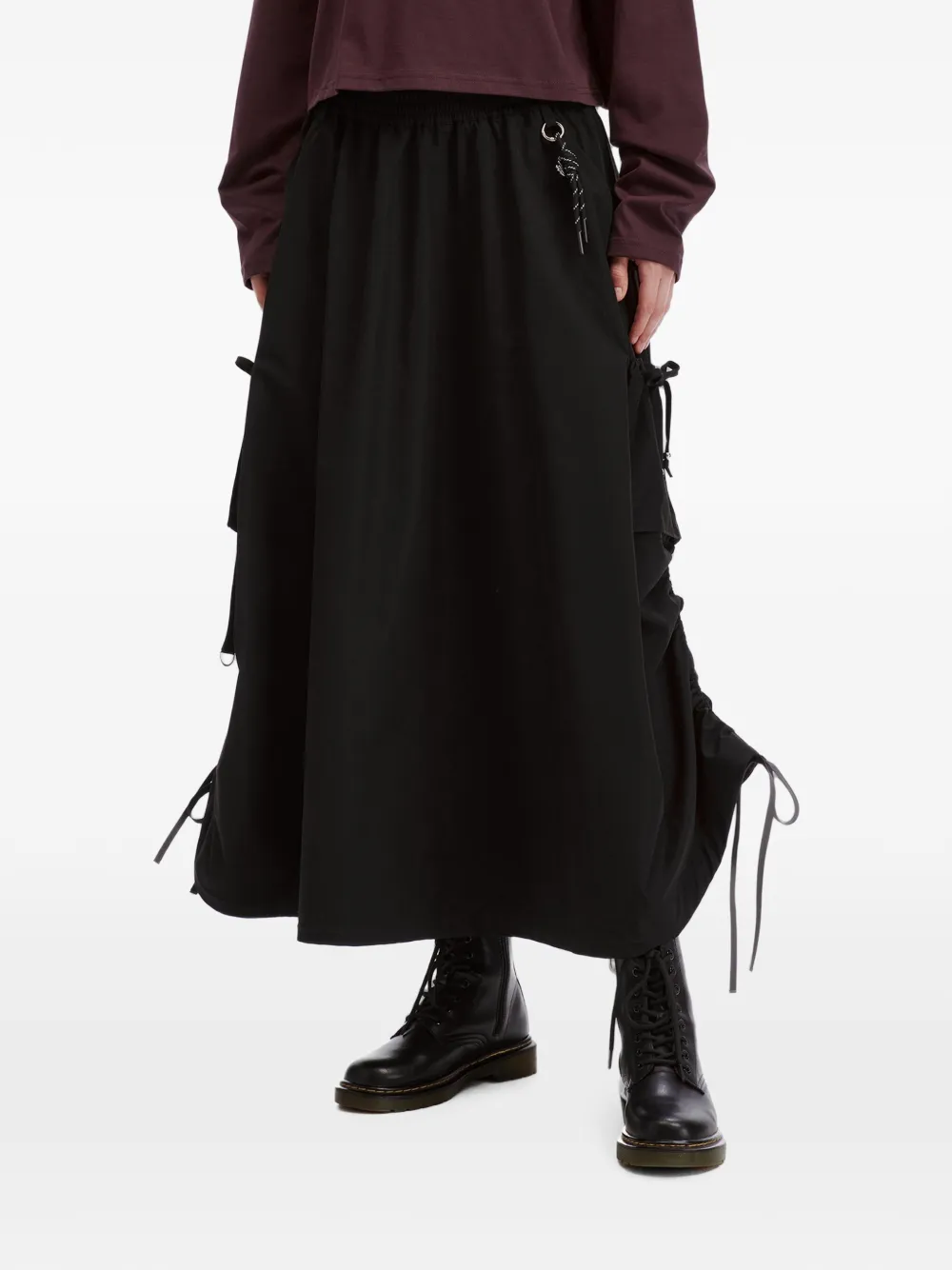 izzue Cargo maxi-rok met ruches Zwart