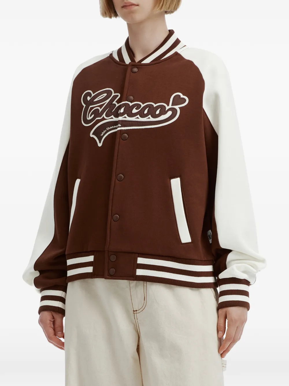 CHOCOOLATE Bomberjack met geborduurd logo Bruin
