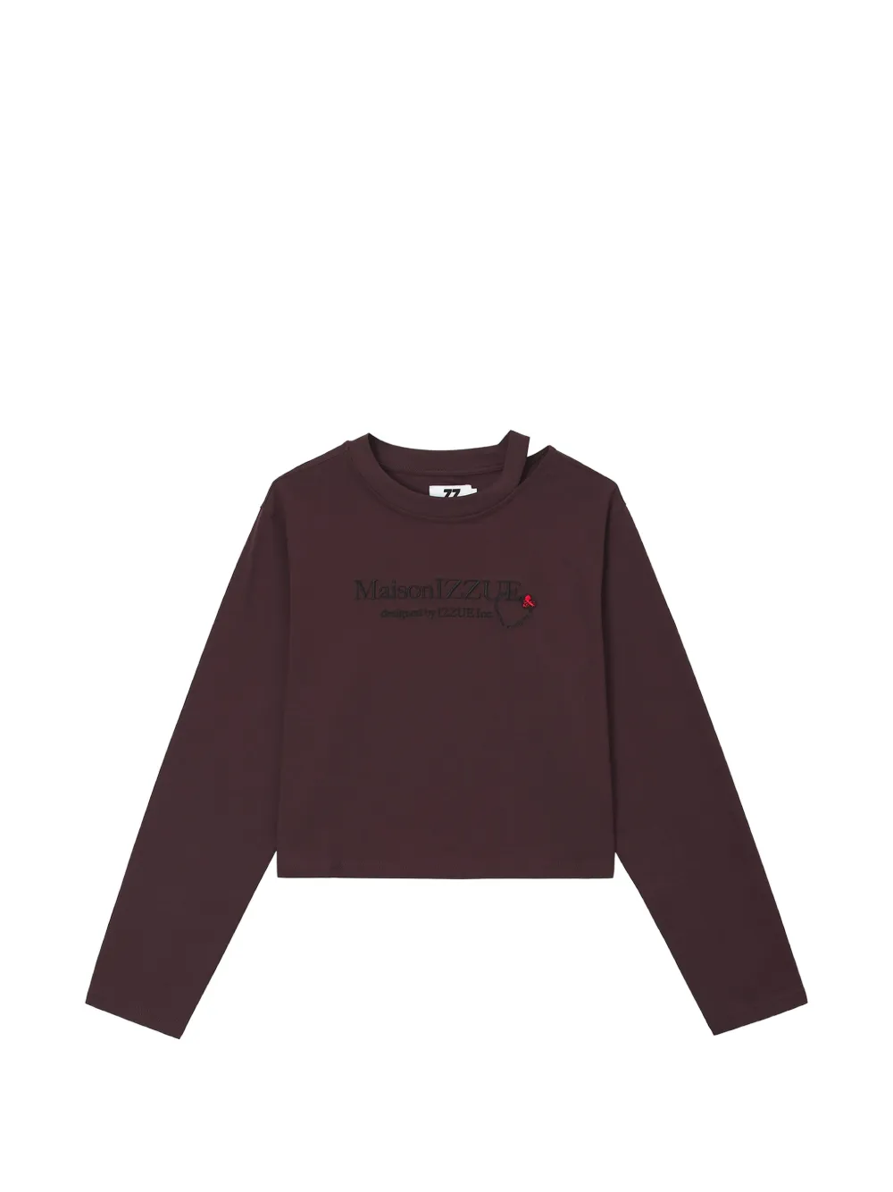 izzue logo-embroidered cut-out long-sleeved cropped T-shirt