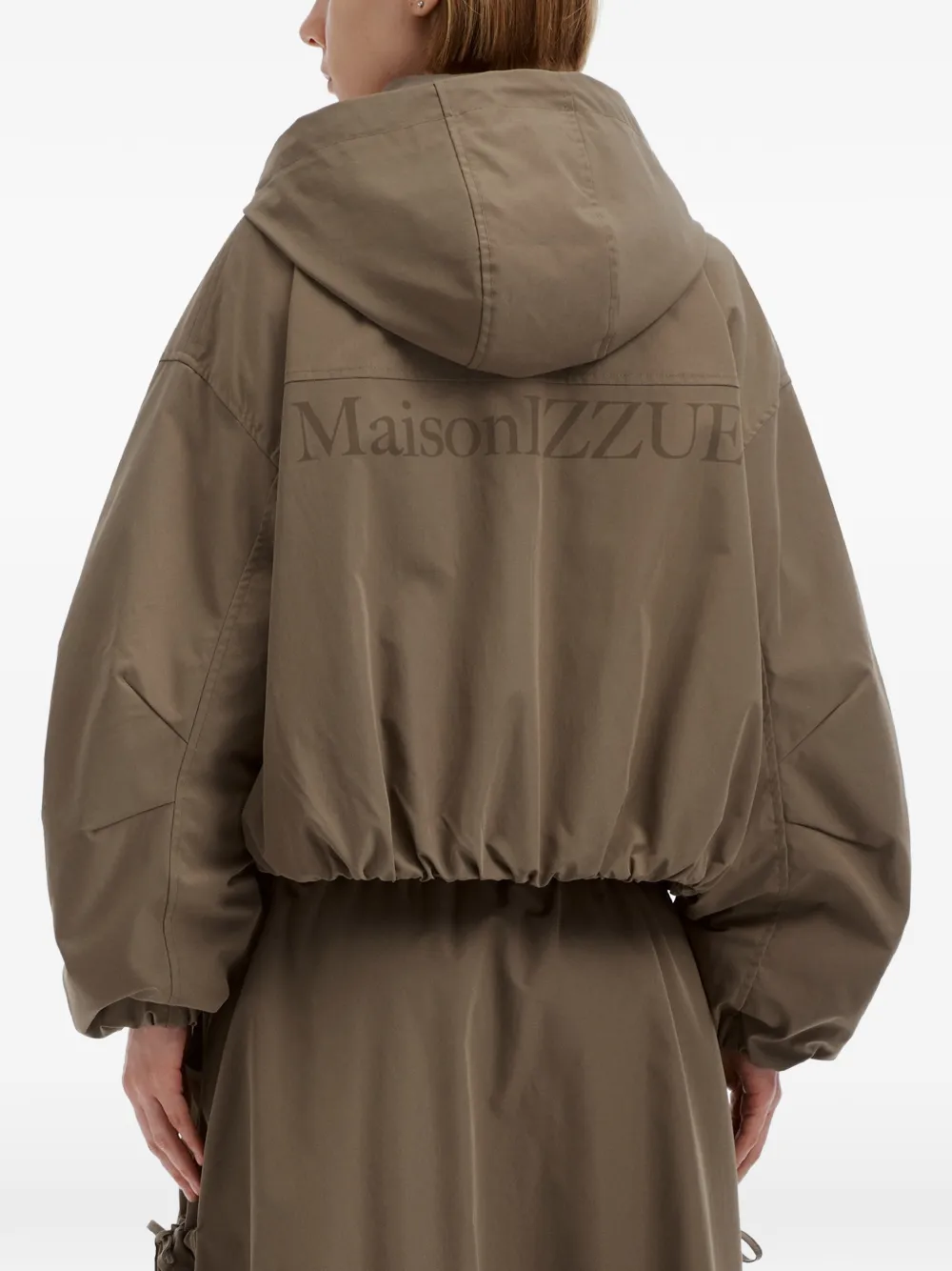 izzue Cropped jack met logoprint Bruin