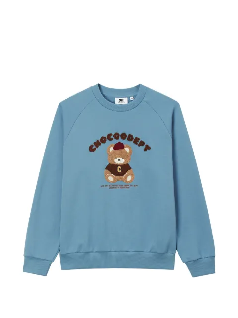 CHOCOOLATE bear-embroidered raglan-sleeved sweatshirt