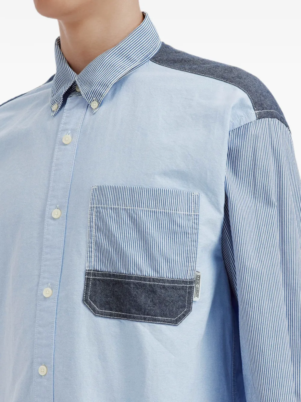 izzue Gestreept overhemd met patchwork Blauw