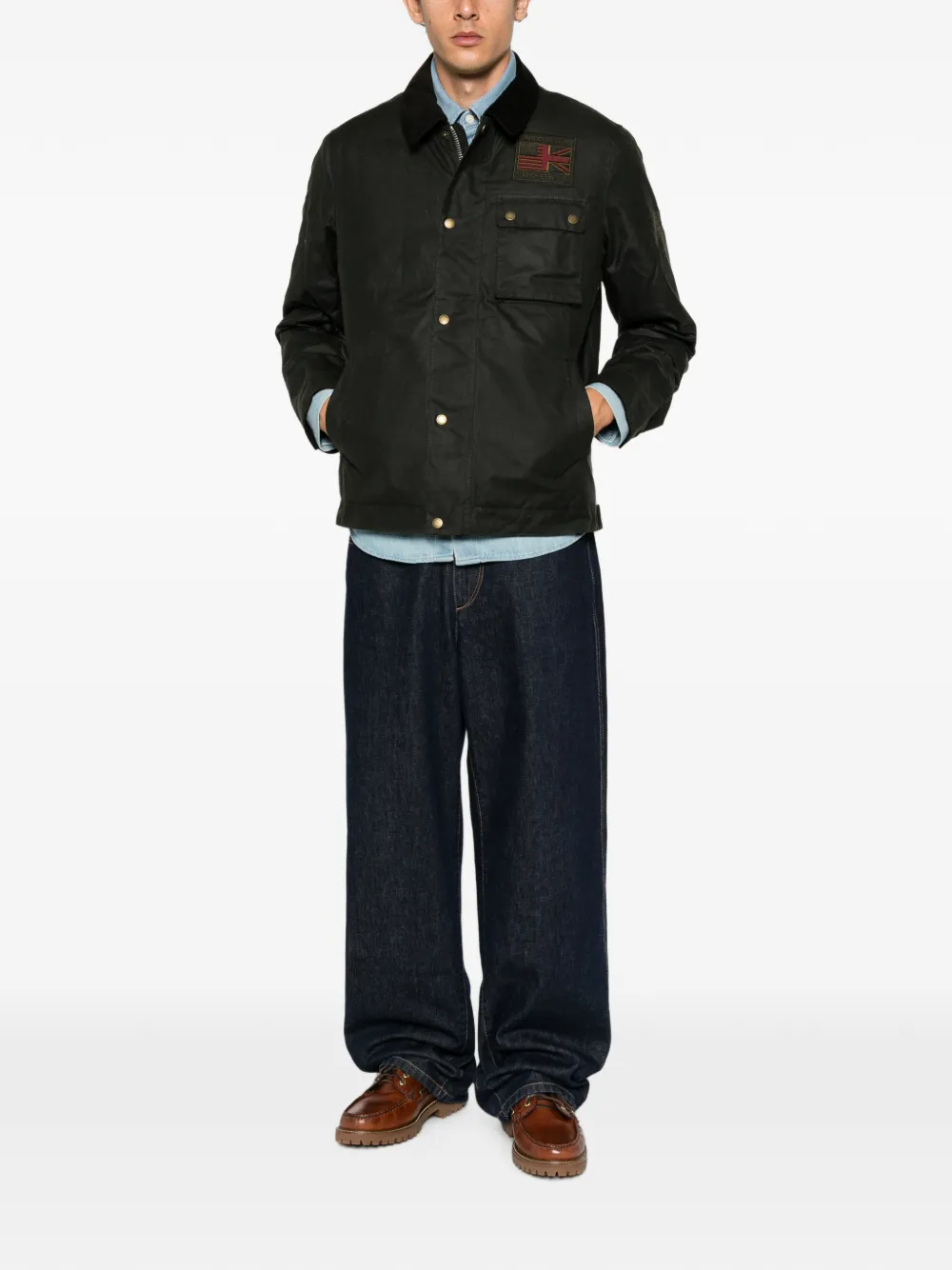 Barbour International Steve McQueen gewatteerd jack met logo-patch Groen