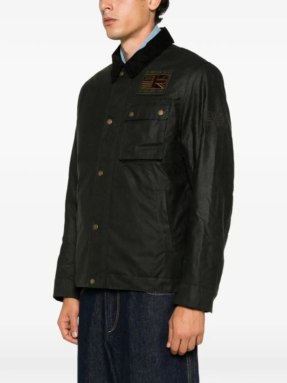 Barbour International Steve McQueen gewatteerd jack met logo-patch Groen