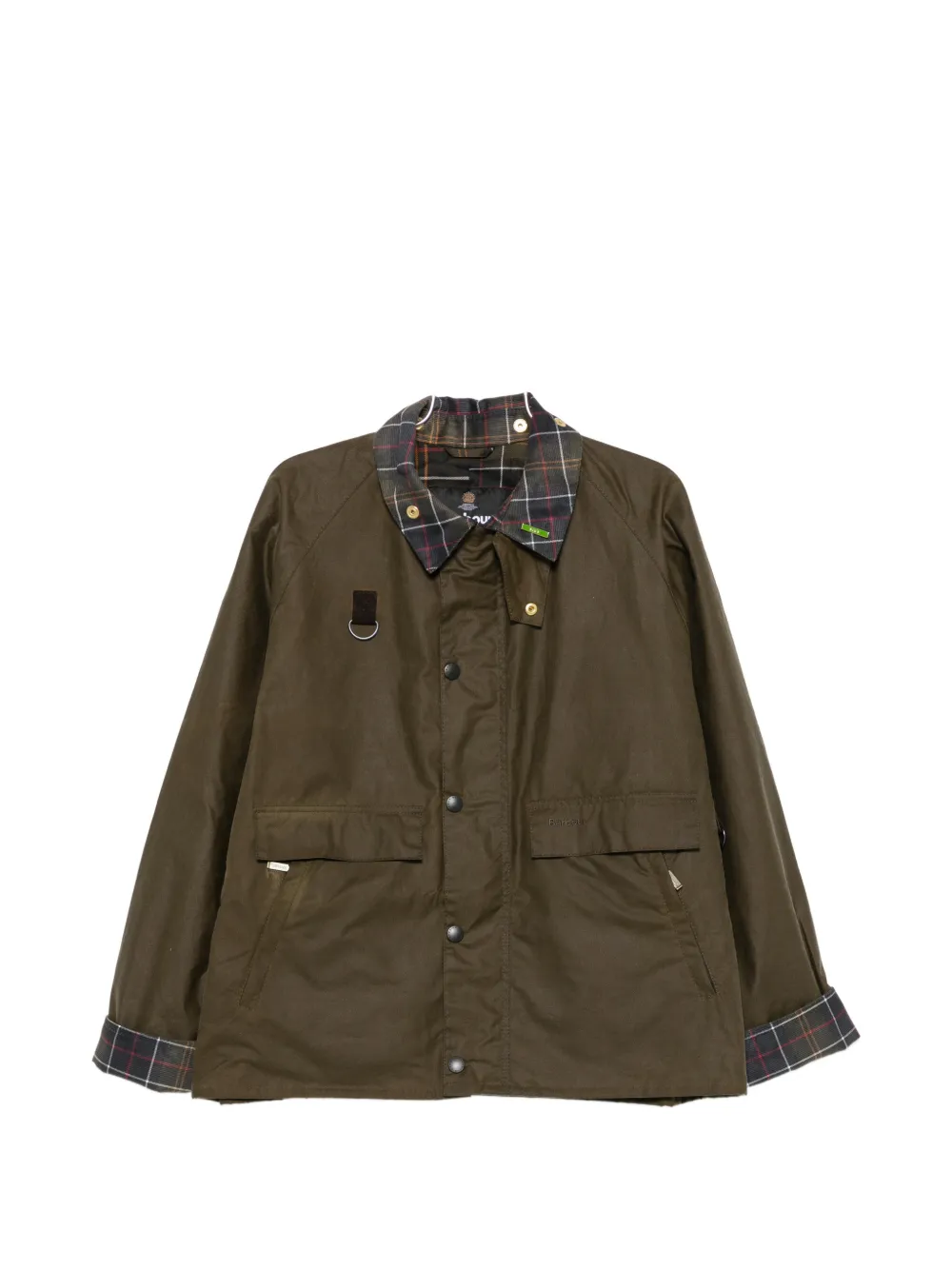 Barbour tartan-collar waxed jacket - Grün