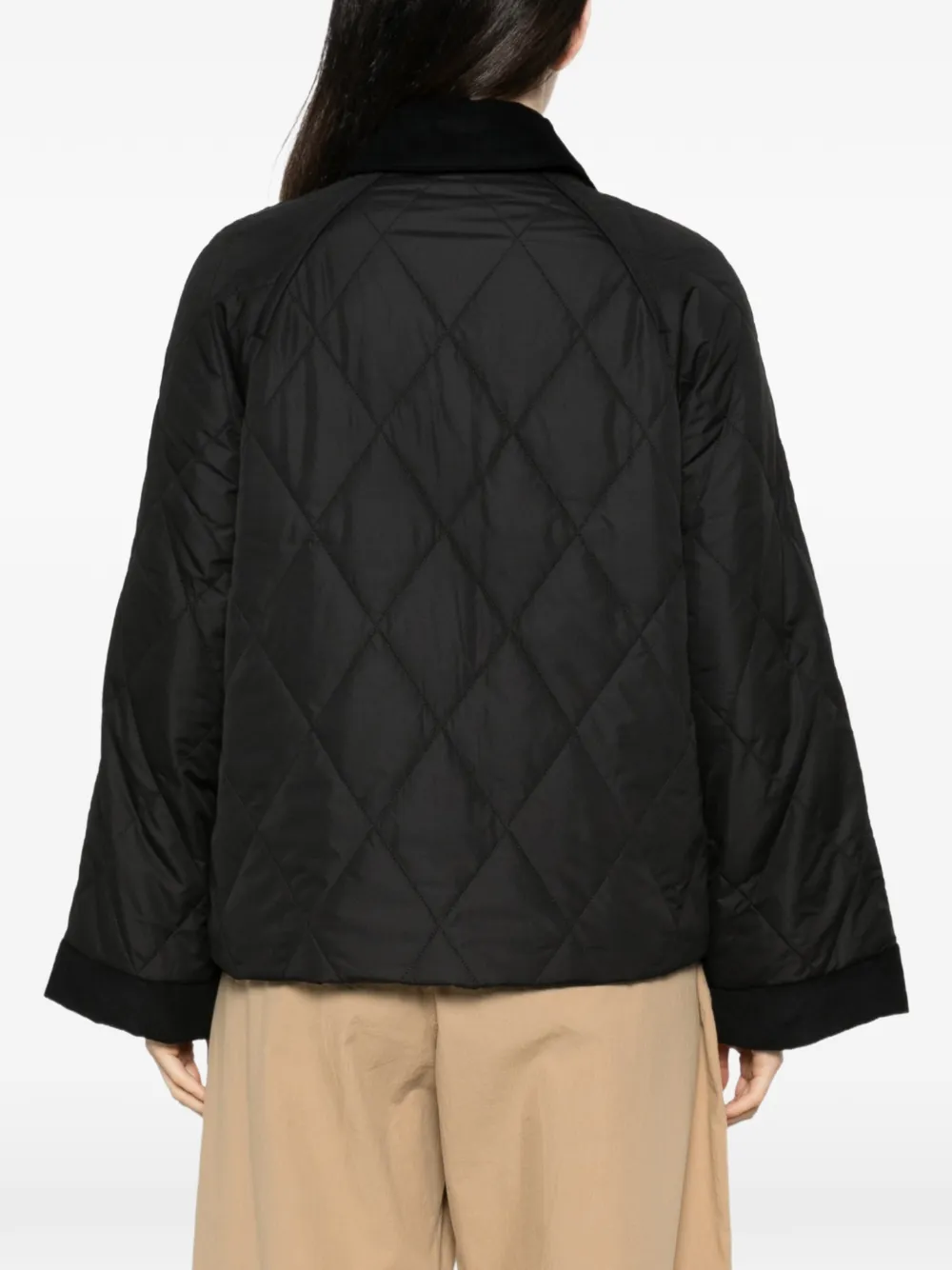 Barbour Gewatteerd jack met ribfluwelen afwerking Zwart