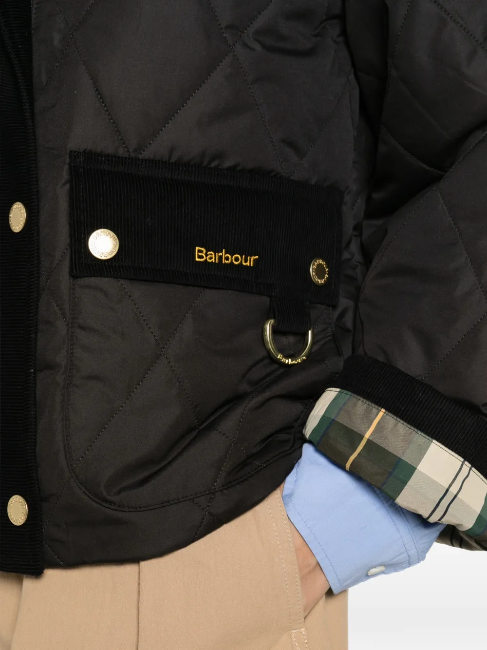 Barbour Gewatteerd jack met ribfluwelen afwerking Zwart