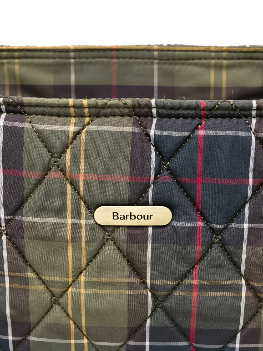 Barbour Wetherham gewatteerde shopper met tartan ruit Groen