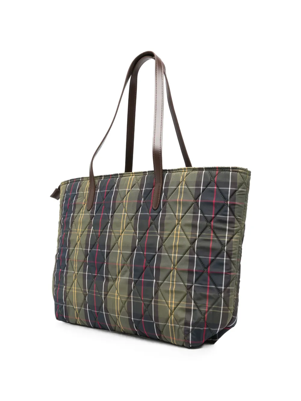 Barbour Wetherham gewatteerde shopper met tartan ruit Groen