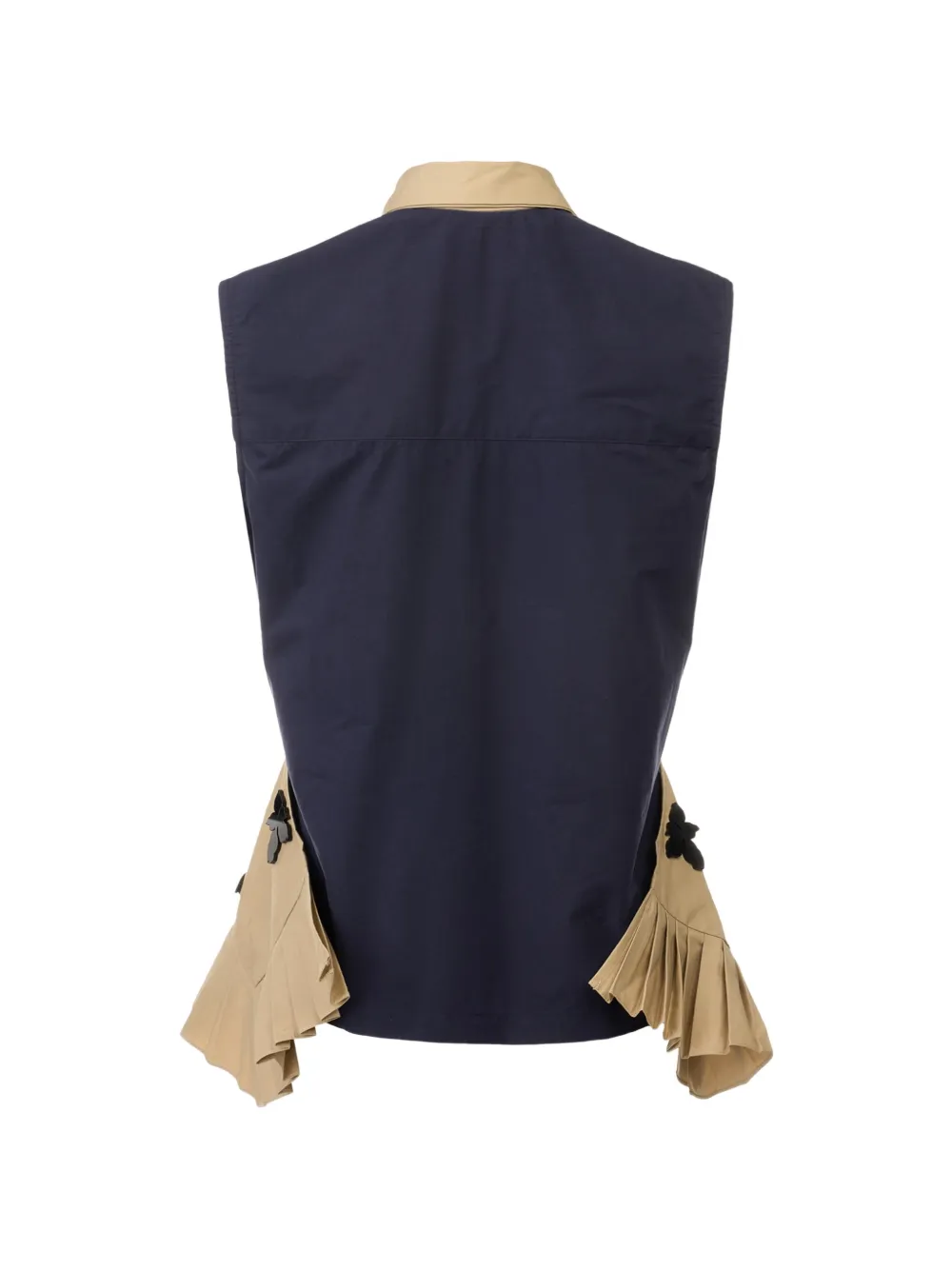 Biyan Mouwloze blouse met geplooide zoom en applicatie Beige