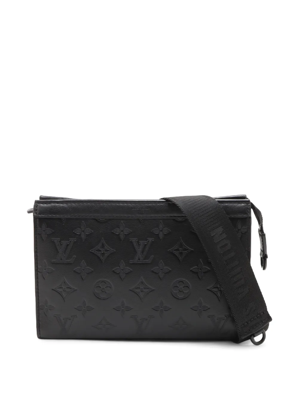 Pre-owned Louis Vuitton 2012-2026 Monogram Shadow Gaston Wearable Wallet Crossbody Bag In Black