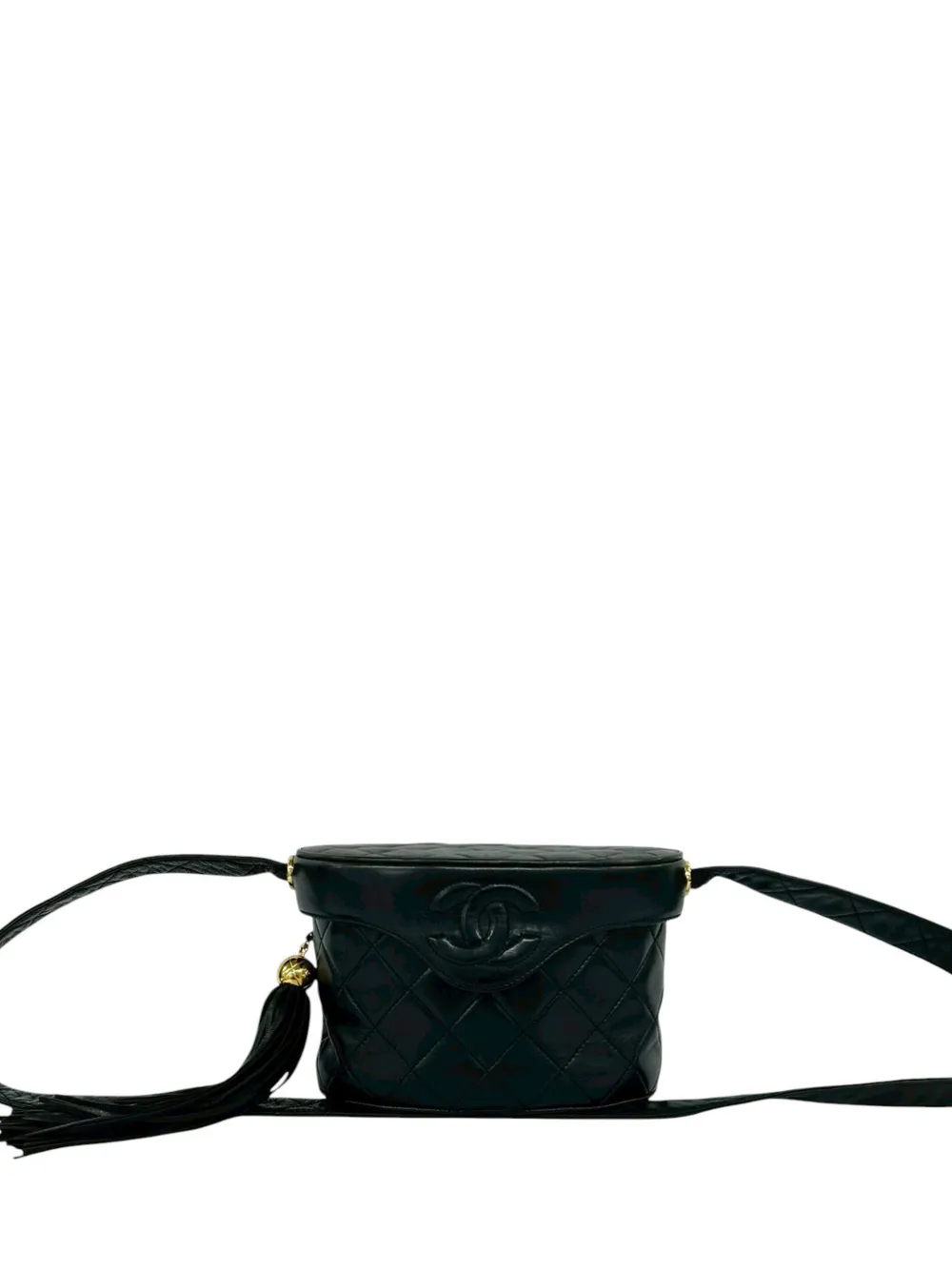 CHANEL Pre-Owned 1986-1988 CC Quilted Lambskin Tassel Vanity Bag crossbody bag - Nero
