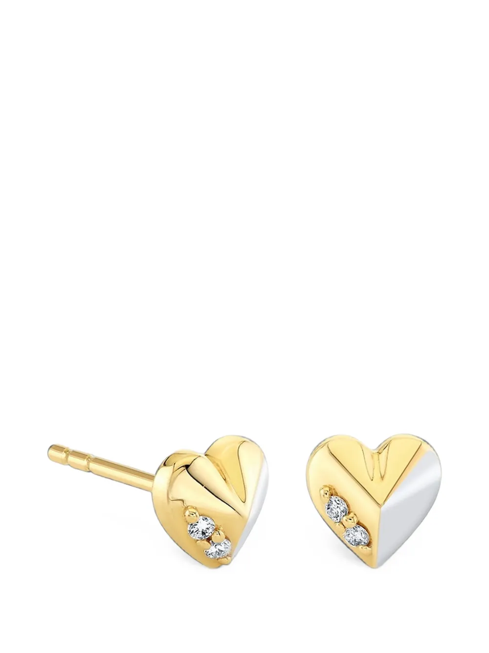 Sydney Evan Orecchini a bottone Pyramid Heart - Oro