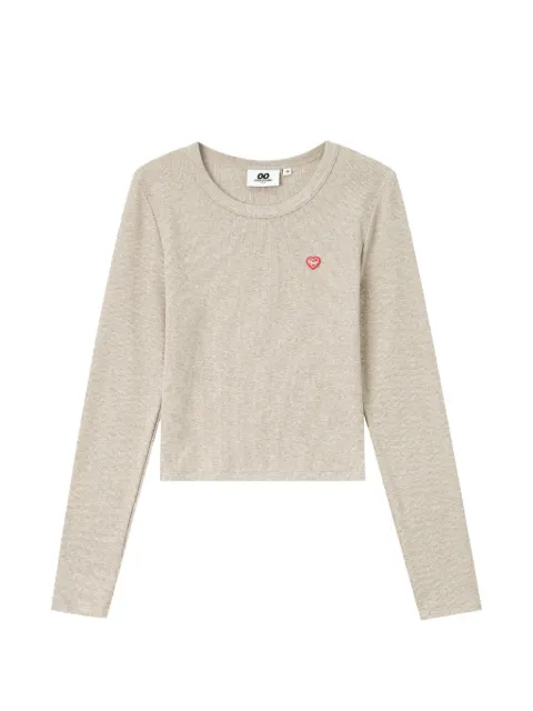 CHOCOOLATE playera tejida de canalé manga larga con parche de corazón