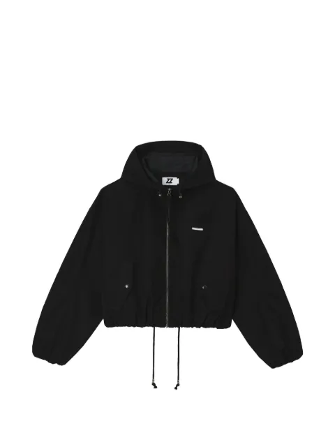 izzue hooded logo-print oversized jacket