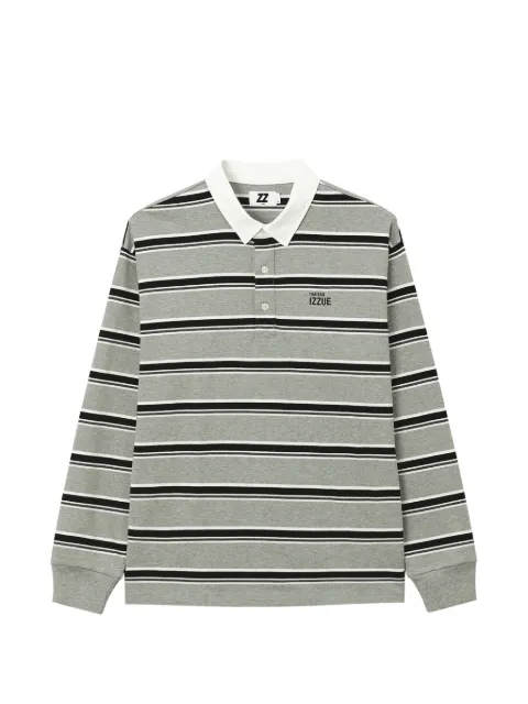 izzue horizontal-stripe long-sleeve polo shirt