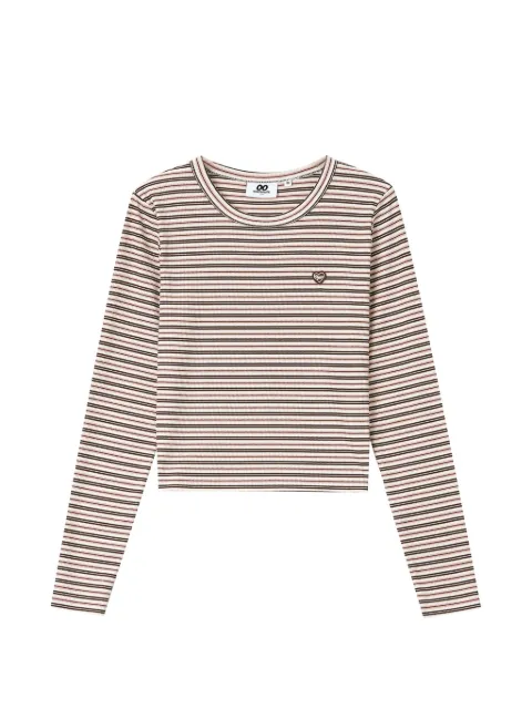 CHOCOOLATE playera manga larga con parche de corazón y motivo de rayas