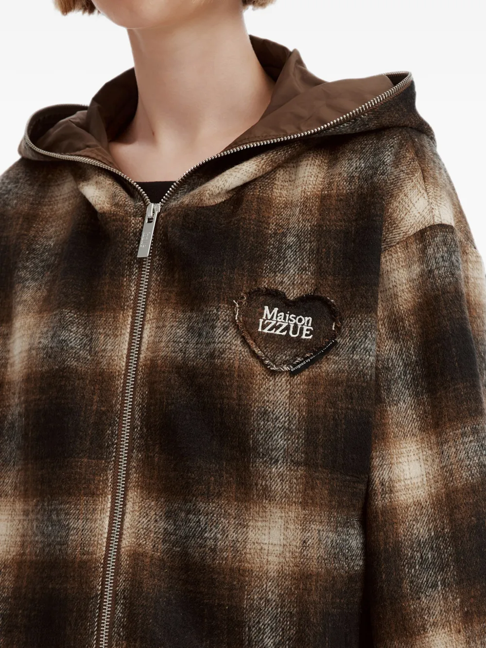 izzue Geruit cropped jack met hartpatch Bruin