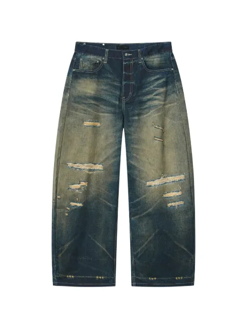 FIVE CM distressed whiskered jeans